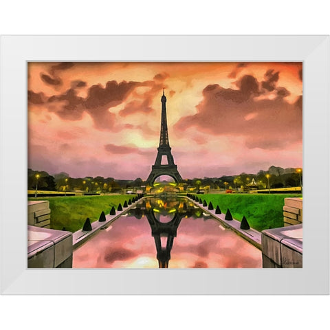 Eiffel Tower in Paris White Modern Wood Framed Art Print by Medeiros, Celito