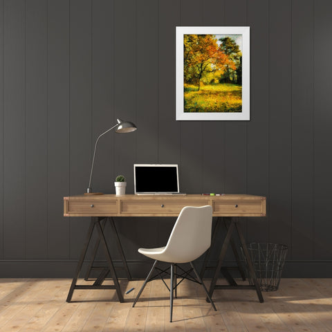 Collectio of Bloomin and Autumn Trees XXII White Modern Wood Framed Art Print by Medeiros, Celito