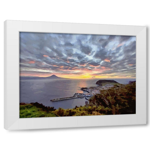 Sunset near the Volcano White Modern Wood Framed Art Print by Medeiros, Celito