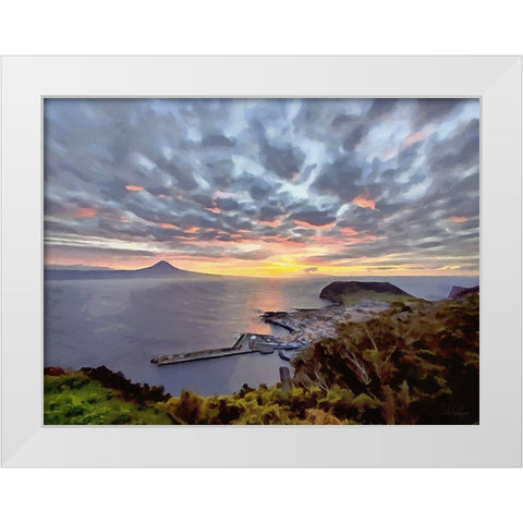 Sunset near the Volcano White Modern Wood Framed Art Print by Medeiros, Celito