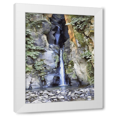 Watterfall between Rocks I White Modern Wood Framed Art Print by Medeiros, Celito