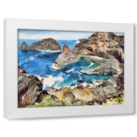 Bay between Rocks I White Modern Wood Framed Art Print by Medeiros, Celito