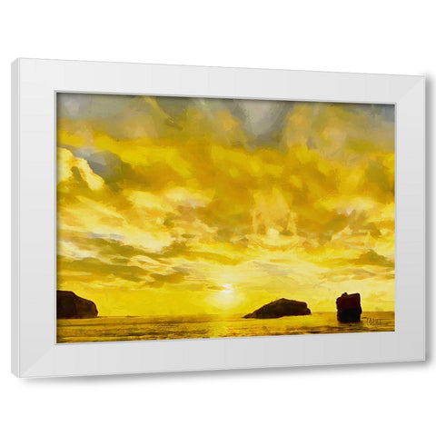Golden Sunset White Modern Wood Framed Art Print by Medeiros, Celito