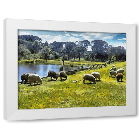 Sheep and Goat Collection IX White Modern Wood Framed Art Print by Medeiros, Celito