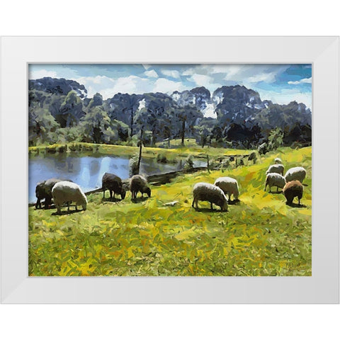 Sheep and Goat Collection IX White Modern Wood Framed Art Print by Medeiros, Celito