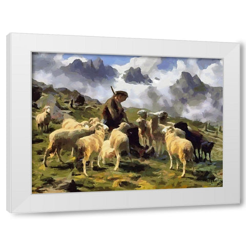 Sheep and Goat Collection X White Modern Wood Framed Art Print by Medeiros, Celito