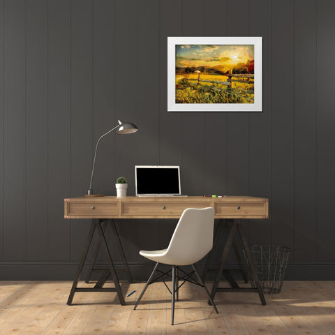Sunset in the Countryside White Modern Wood Framed Art Print by Medeiros, Celito