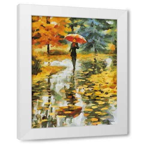 Girl with Red Umbrella White Modern Wood Framed Art Print by Medeiros, Celito