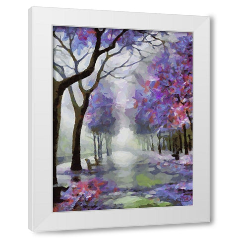 Purple Trees White Modern Wood Framed Art Print by Medeiros, Celito