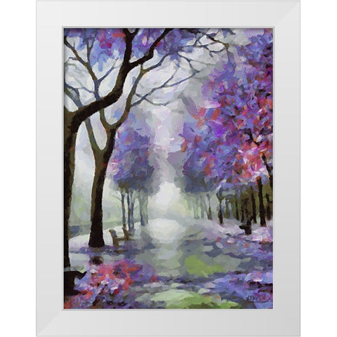 Purple Trees White Modern Wood Framed Art Print by Medeiros, Celito