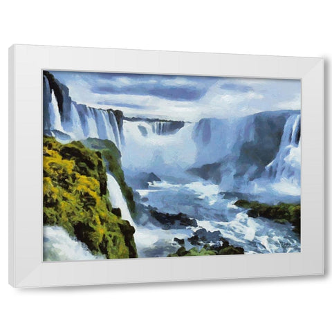Iguazu Watterfalls V White Modern Wood Framed Art Print by Medeiros, Celito