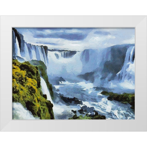Iguazu Watterfalls V White Modern Wood Framed Art Print by Medeiros, Celito