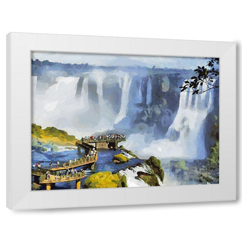 Iguazu Watterfalls VI White Modern Wood Framed Art Print by Medeiros, Celito