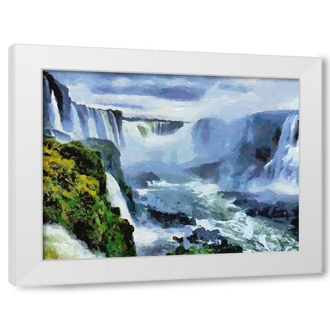 Iguazu Watterfalls VII White Modern Wood Framed Art Print by Medeiros, Celito