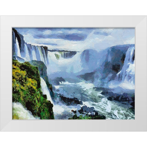 Iguazu Watterfalls VII White Modern Wood Framed Art Print by Medeiros, Celito
