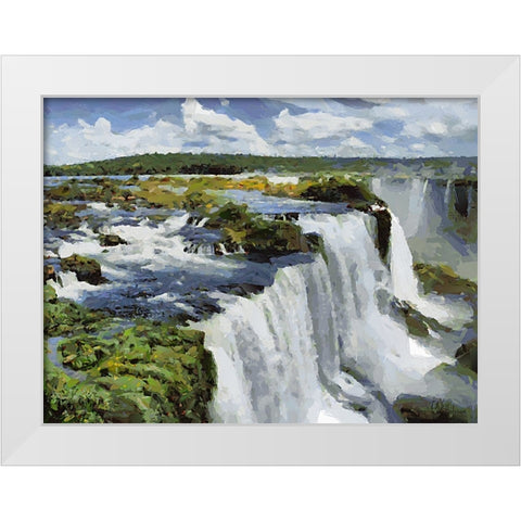 Iguazu Watterfalls VIII White Modern Wood Framed Art Print by Medeiros, Celito