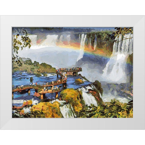 Iguazu Watterfalls XI White Modern Wood Framed Art Print by Medeiros, Celito