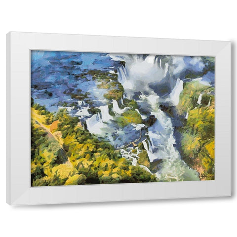 Iguazu Watterfalls XII White Modern Wood Framed Art Print by Medeiros, Celito