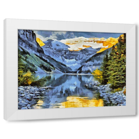 Lake Louise Canada White Modern Wood Framed Art Print by Medeiros, Celito