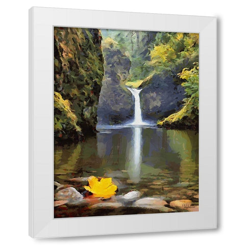 Wattefall with a Yellow Bloom White Modern Wood Framed Art Print by Medeiros, Celito