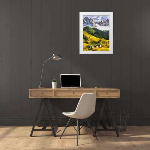 Dolomity Mountains White Modern Wood Framed Art Print by Medeiros, Celito