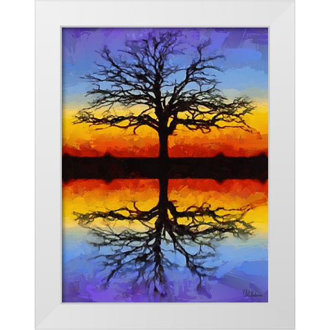 Mirroring Tree White Modern Wood Framed Art Print by Medeiros, Celito