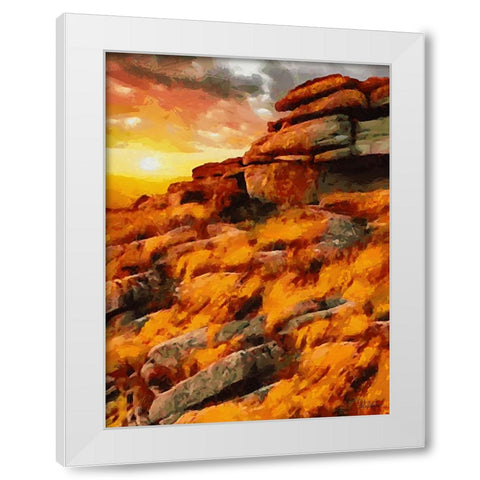 Sunset over the Rock White Modern Wood Framed Art Print by Medeiros, Celito