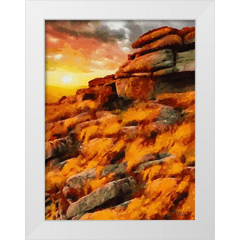 Sunset over the Rock White Modern Wood Framed Art Print by Medeiros, Celito