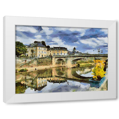 The Bridge as in the Mirror White Modern Wood Framed Art Print by Medeiros, Celito