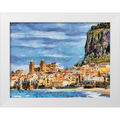 Monastery by the Mountain White Modern Wood Framed Art Print by Medeiros, Celito