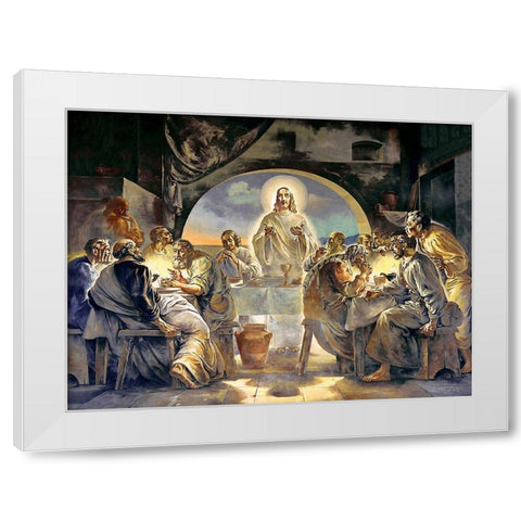 Last Supper White Modern Wood Framed Art Print by Medeiros, Celito