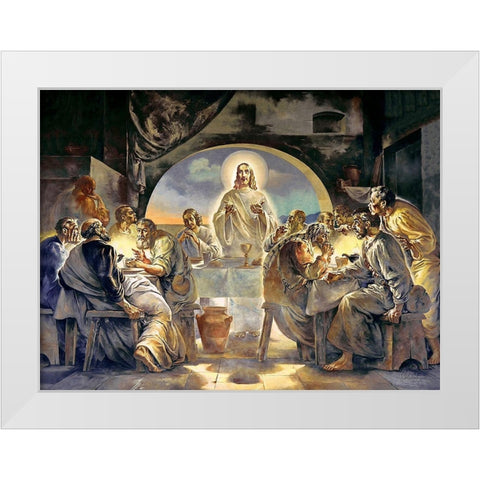 Last Supper White Modern Wood Framed Art Print by Medeiros, Celito