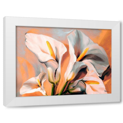 White Flowers White Modern Wood Framed Art Print by Medeiros, Celito