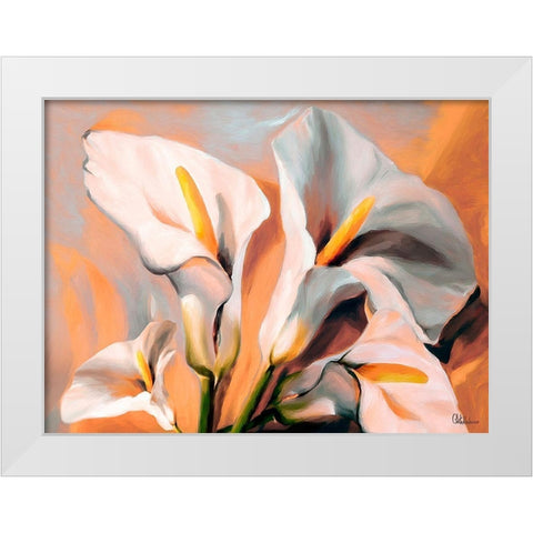 White Flowers White Modern Wood Framed Art Print by Medeiros, Celito
