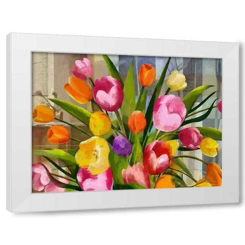 Bouquet of Tulips White Modern Wood Framed Art Print by Medeiros, Celito