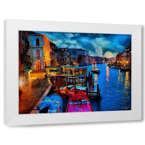 Moon over Venice White Modern Wood Framed Art Print by Medeiros, Celito
