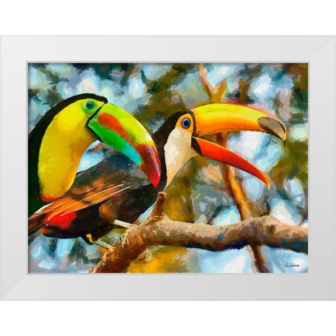 Tucans White Modern Wood Framed Art Print by Medeiros, Celito