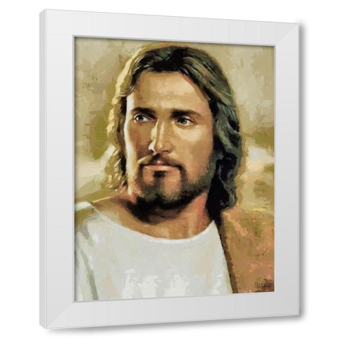 Jesus White Modern Wood Framed Art Print by Medeiros, Celito