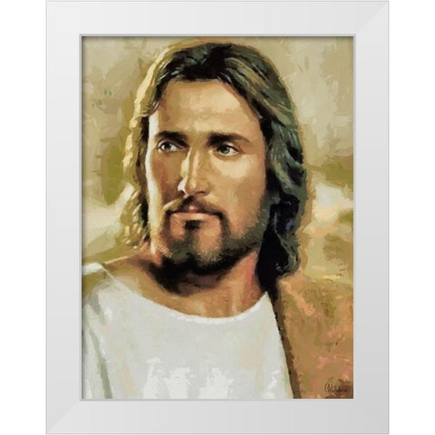 Jesus White Modern Wood Framed Art Print by Medeiros, Celito