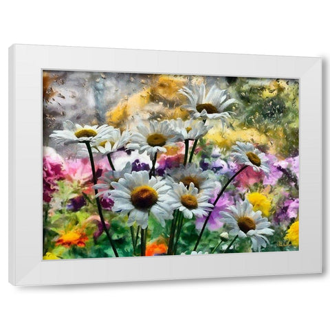 Daisies in the Wind White Modern Wood Framed Art Print by Medeiros, Celito