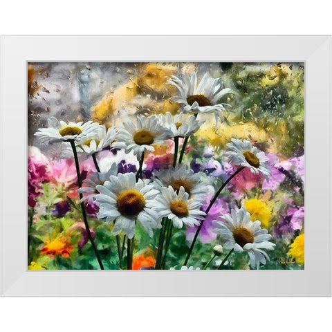Daisies in the Wind White Modern Wood Framed Art Print by Medeiros, Celito