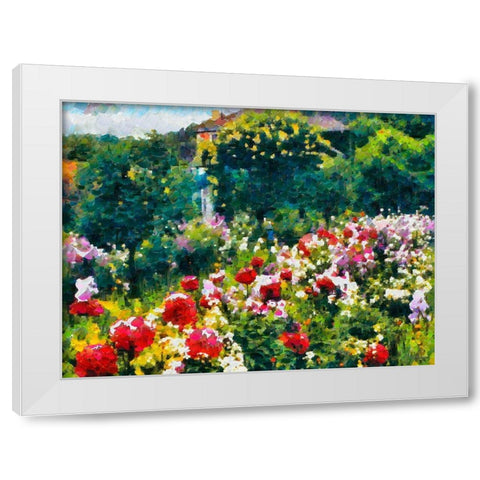 Paradise Garden White Modern Wood Framed Art Print by Medeiros, Celito