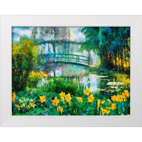 Bridge over the Lake White Modern Wood Framed Art Print by Medeiros, Celito