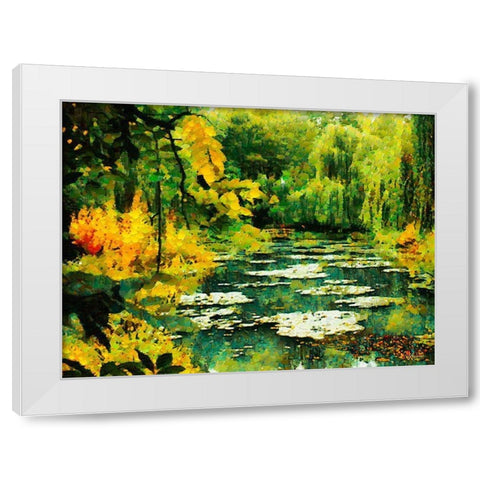 Green Lake White Modern Wood Framed Art Print by Medeiros, Celito