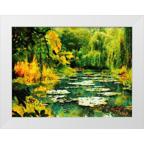 Green Lake White Modern Wood Framed Art Print by Medeiros, Celito