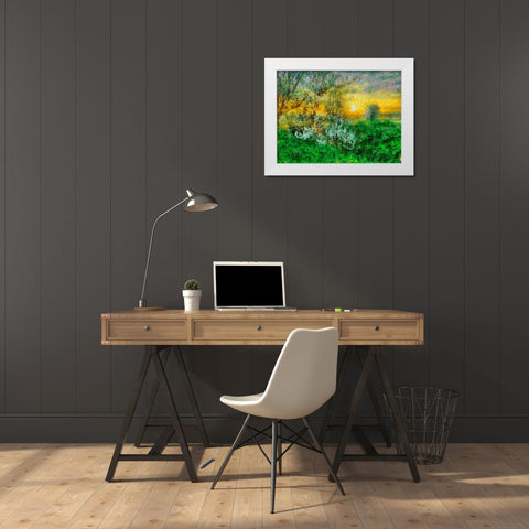 Sunrise over the Meadow White Modern Wood Framed Art Print by Medeiros, Celito