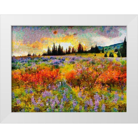 Sunset over the Meadow White Modern Wood Framed Art Print by Medeiros, Celito