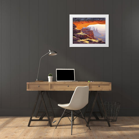Arches Sunrise Utah White Modern Wood Framed Art Print by Gercken, Graham