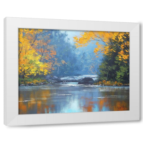 Autumn River White Modern Wood Framed Art Print by Gercken, Graham