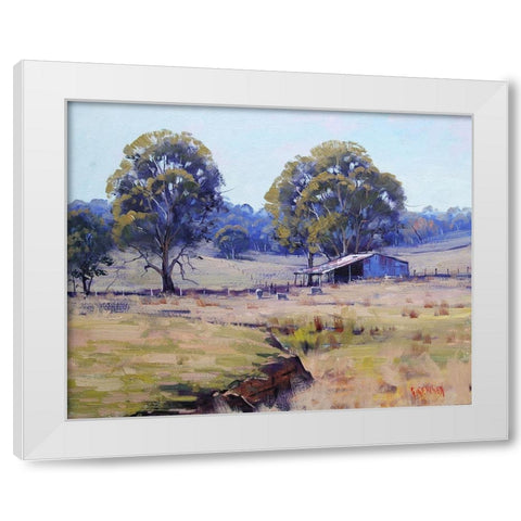 Farm Shed Australia White Modern Wood Framed Art Print by Gercken, Graham